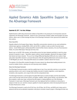 Applied Dynamics Adds Spacewire Support to the Advantage Framework