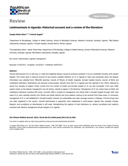 Leishmaniasis in Uganda: Historical Account and a Review of the Literature