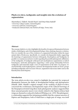 Phylo-Evo-Devo, Tardigrades and Insights Into the Evolution of Segmentation