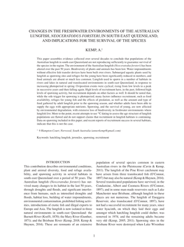 Changes in the Freshwater Environments of the Australian Lungfish, Neoceratodus Forsteri, in South-East Queensland, and Implications for the Survival of the Species