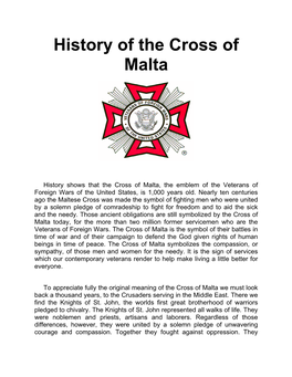 History of the Cross of Malta