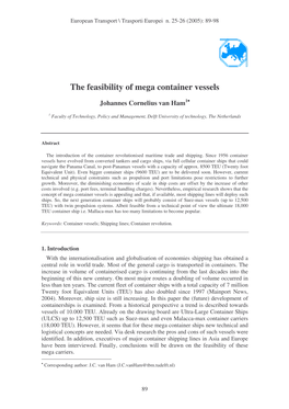 The Feasibility of Mega Container Vessels