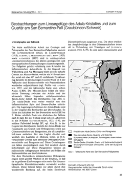 Beobachtungen Zum Lineargefüge Des Adula-Kristallins Und Zum Quartär Am San Bernardino-Pass (Graubünden/Schweiz)