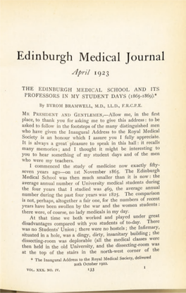 The Edinburgh Medical School and Its Professors in My Student Days (1865-1869)