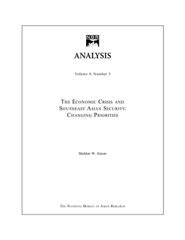 The Economic Crisis and Southeast Asian Security: Changing Priorities