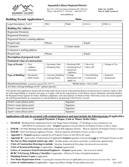 Building Permit Application # Date