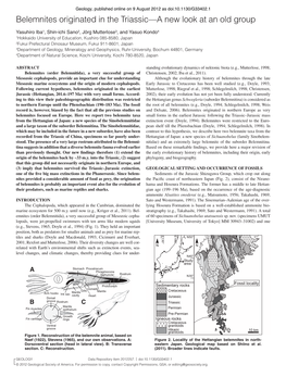 Belemnites Originated in the Triassic—A New Look at an Old Group