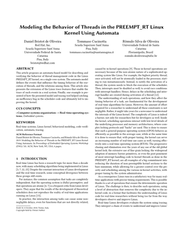 Modeling the Behavior of Threads in the PREEMPT RT Linux Kernel Using Automata