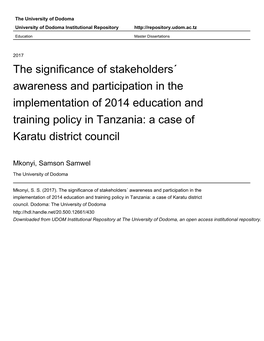 The Significance of Stakeholders´ Awareness and Participation in The