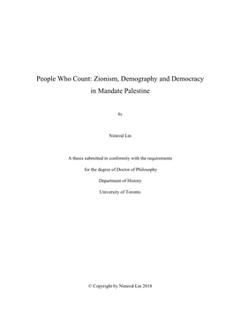 Zionism, Demography and Democracy in Mandate Palestine