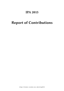 Report of Contributions