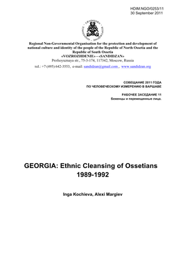GEORGIA: Ethnic Cleansing of Ossetians 1989-1992