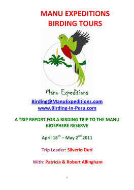 Manu Expeditions Birding Tours