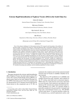 Extreme Rapid Intensification of Typhoon Vicente