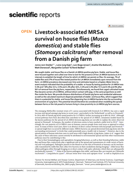 Livestock-Associated MRSA Survival on House Flies (Musca Domestica)