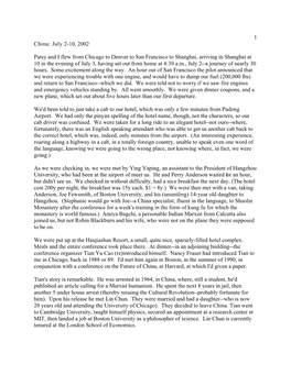 1 China: July 2-10, 2002 Patsy and I Flew from Chicago to Denver to San