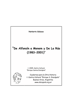 De Alfonsín a Menem Y De La Rúa (1983-2001)”