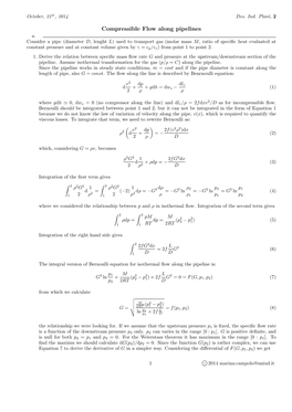 Compressible Flow Along Pipelines A