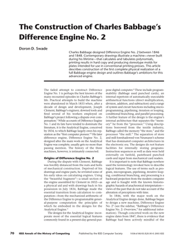 The Construction of Charles Babbage's Difference Engine No. 2