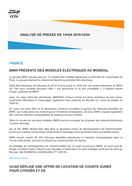 Analyse De Presse De 14H00 2016/10/04