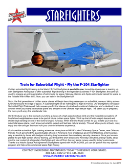 Train for Suborbital Flight - Fly the F-104 Starfighter Civilian Suborbital Flight Training in the Mach 2 F-104 Starfighter Is Available Now