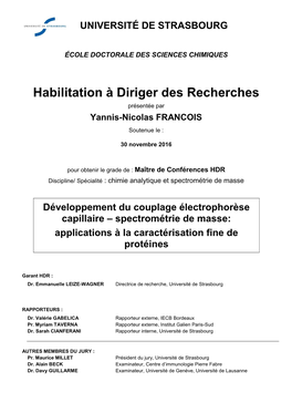 Habilitation À Diriger Des Recherches Présentée Par Yannis-Nicolas FRANCOIS