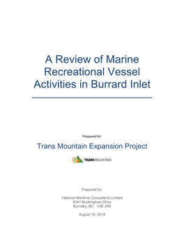 A Review of Marine Recreational Vessel Activities in Burrard Inlet