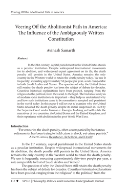 Veering Off the Abolitionist Path in America: the Influence of the Ambiguously Written Constitution