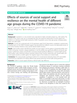 Effects of Sources of Social Support and Resilience on the Mental Health