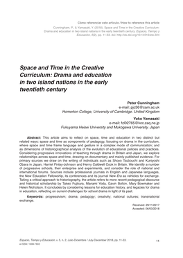 Space and Time in the Creative Curriculum: Drama and Education in Two Island Nations in the Early Twentieth Century