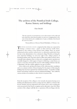 The Archives of the Pontifical Irish College Rome