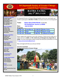 RATHA YATRA July 3Rd 2011, 9 AM