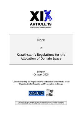 Kazakhstan's Regulations for the Allocation of Dom Ain Space