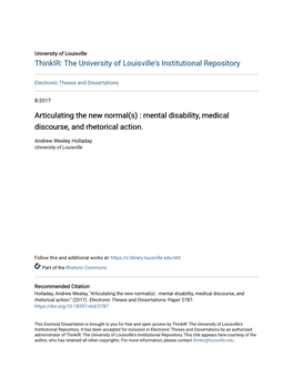Mental Disability, Medical Discourse, and Rhetorical Action