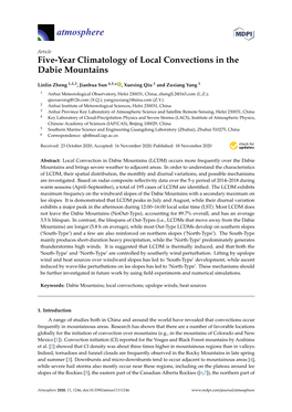 Five-Year Climatology of Local Convections in the Dabie Mountains
