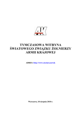 Tymczasowa Witryna Światowego Związku Śołnierzy Armii Krajowej