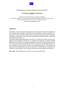 Determination of Micro Structural Corrosion by BN