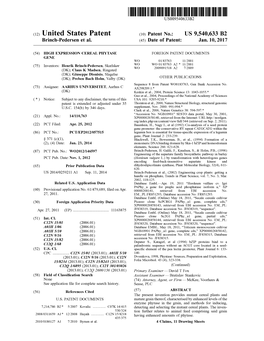 (12) United States Patent (10) Patent No.: US 9,540,633 B2 Brinch-Pedersen Et Al