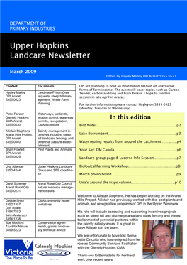 Upper Hopkins Landcare Newsletter