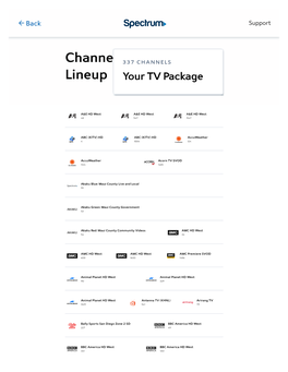 Spectrum.Net Channel Lineup