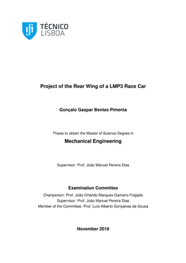 Project of the Rear Wing of a LMP3 Race Car Mechanical Engineering