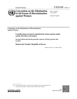 Convention on the Elimination of All Forms of Discrimination Against Women (The Convention) in Accordance with Its Obligations Under Article 18 of the Convention