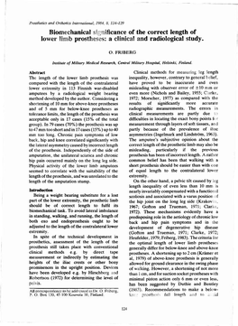 Biomechanical Significance of the Correct Length of Lower Limb Prostheses: a Clinical and Radiological Study