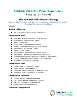 ABRCMS 2020: the Virtual Experience Presentation Awards