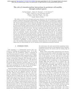 The Role of Vimentin-Nuclear Interactions in Persistent Cell Motility Through Conﬁned Spaces