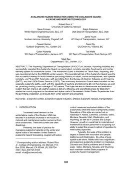 Avalanche Hazard Reduction Using the Avalanche Guard: a Cache and Mortar Technology