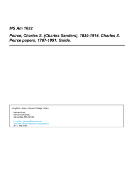 MS Am 1632 Peirce, Charles S. (Charles Sanders), 1839-1914