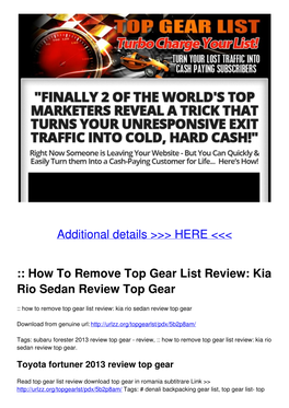 How to Remove Top Gear List Review: Kia Rio Sedan Review Top Gear