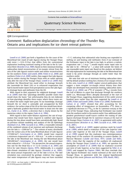 Comment: Radiocarbon Deglaciation Chronology of the Thunder Bay, Ontario Area and Implications for Ice Sheet Retreat Patterns