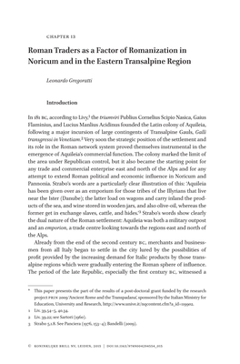 Roman Traders As a Factor of Romanization in Noricum and in the Eastern Transalpine Region